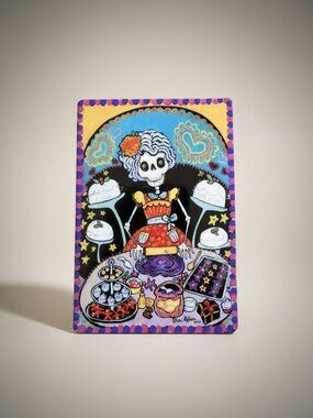Day of the Dead Refrigerator Magnet - With Woman Cooking - New - Mexico Made.